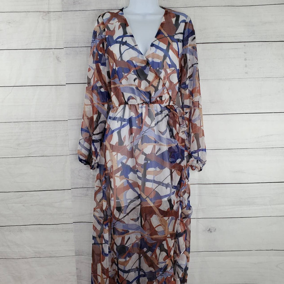 Meghan LA | Dresses | Meghan La Abstract Ruffled Hem Dress | Poshmark